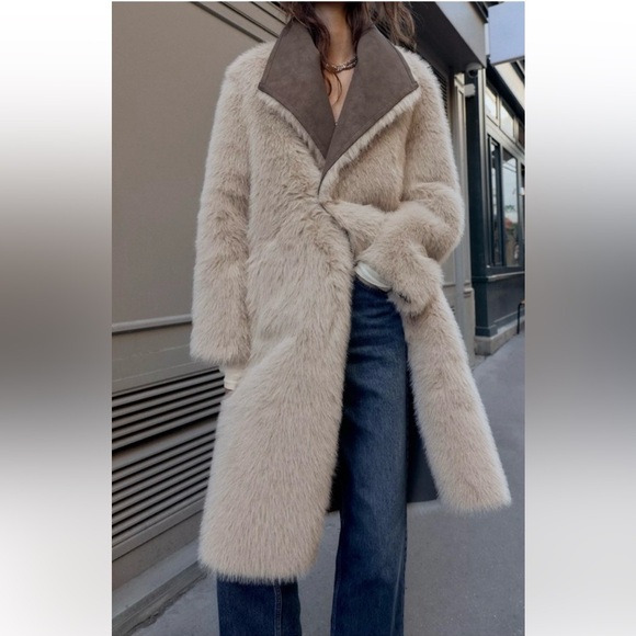 New ZARA Reversable Faux Fur Double-Faced Coat - Picture 10 of 16